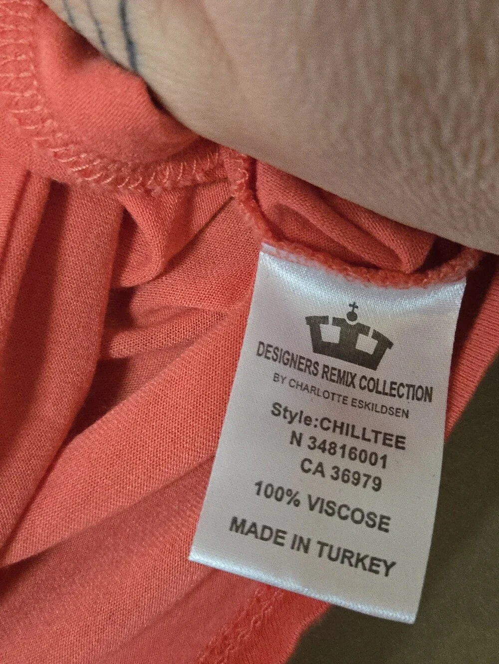Designers Remix Collection | Relaxed Scoop-Neck Tunic in Coral Pink, Size L - Picture 5 of 7
